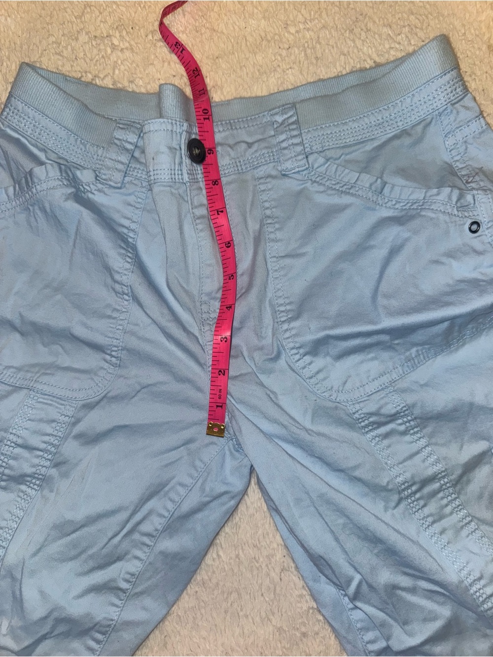 Style & Co Baby Blue Cargo Capri Pants Y2K Utility 🌸🩵 - Picture 6 of 9